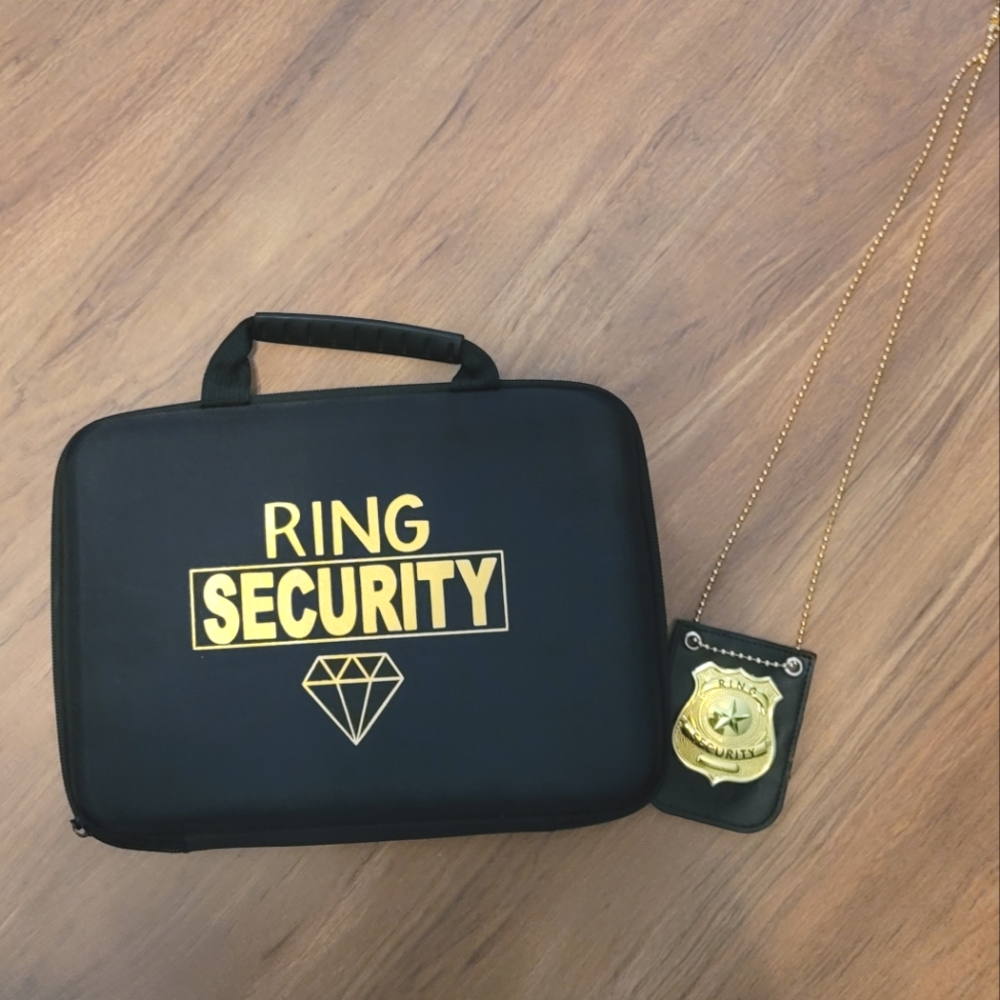 Ring security badge and briefcase